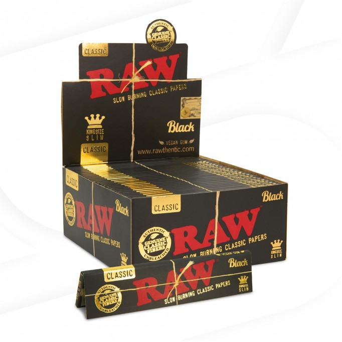 Raw Paper-Classic(Black) (24/Box - King Slim + Tips)