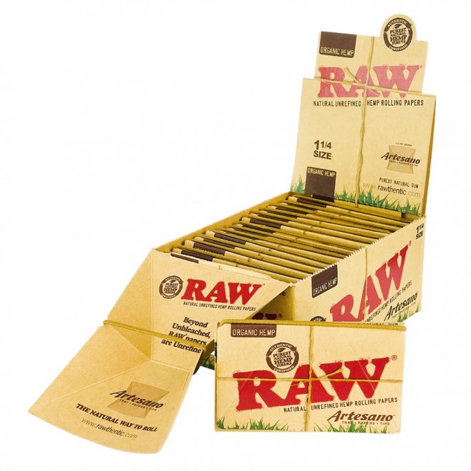 Raw Paper-Organic Hemp (15/Box-Artesano- 1-1/4+Tray+Tips)