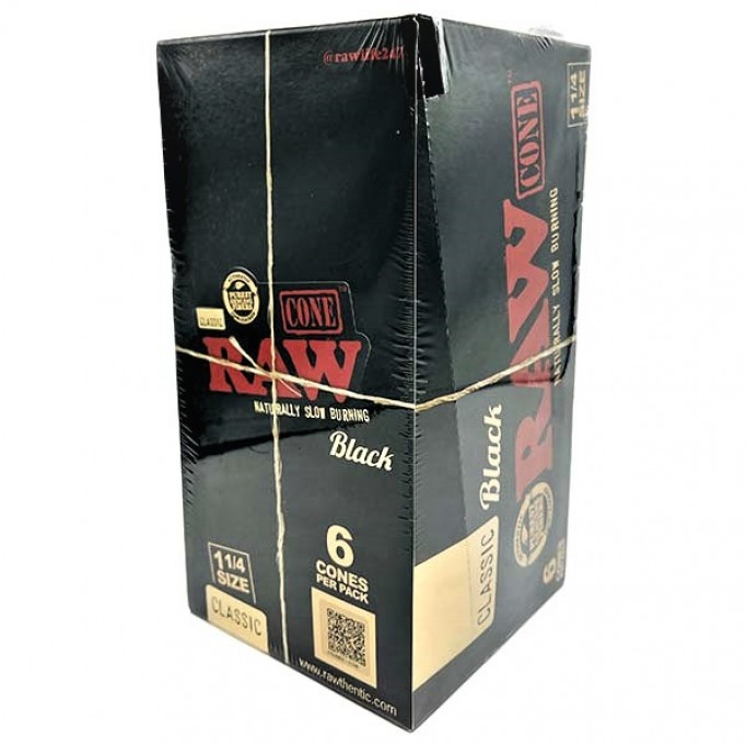 Raw Cones - Black Classic (6pk- 1-1/4))