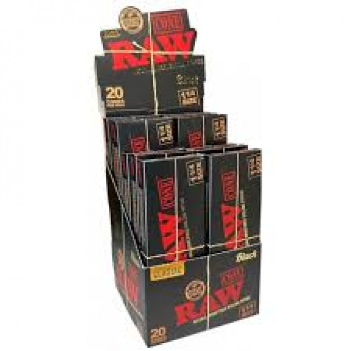 Raw Paper-Classic (Black) (24/Box-Connoisseur- 1-1/4+Tips)