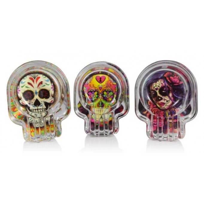 Glass Skull Ashtray (6/Box-#20120)